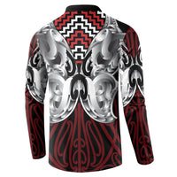 Aotearoa Kowhaiwhai Poutama Red Motif Button Sweatshirt LT9 - Polynesian Pride