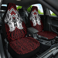 Aotearoa Kowhaiwhai Poutama Red Motif Car Seat Cover LT9 One Size Red - Polynesian Pride