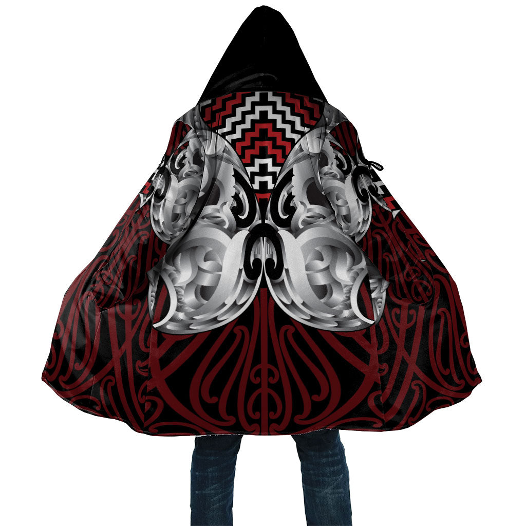 Aotearoa Kowhaiwhai Poutama Red Motif Cloak
