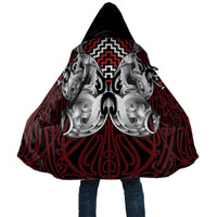 Aotearoa Kowhaiwhai Poutama Red Motif Cloak LT9 Unisex Red - Polynesian Pride