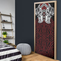 Aotearoa Kowhaiwhai Poutama Red Motif Door Cover LT9 - Polynesian Pride