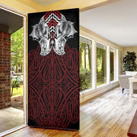 Aotearoa Kowhaiwhai Poutama Red Motif Door Cover LT9 - Polynesian Pride