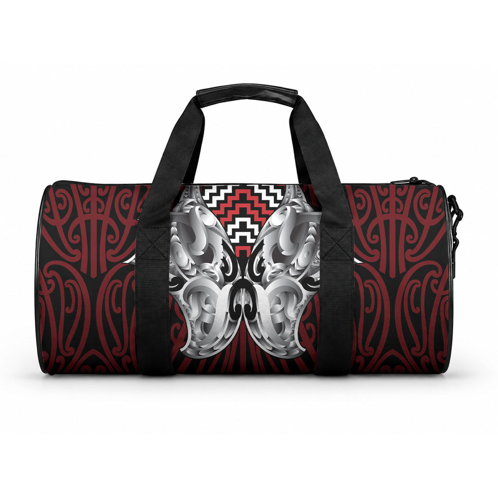 Aotearoa Kowhaiwhai Poutama Red Motif Duffle Bag LT9 One size Red - Polynesian Pride