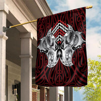 Aotearoa Kowhaiwhai Poutama Red Motif Garden Flag LT9 House Flag Red - Polynesian Pride