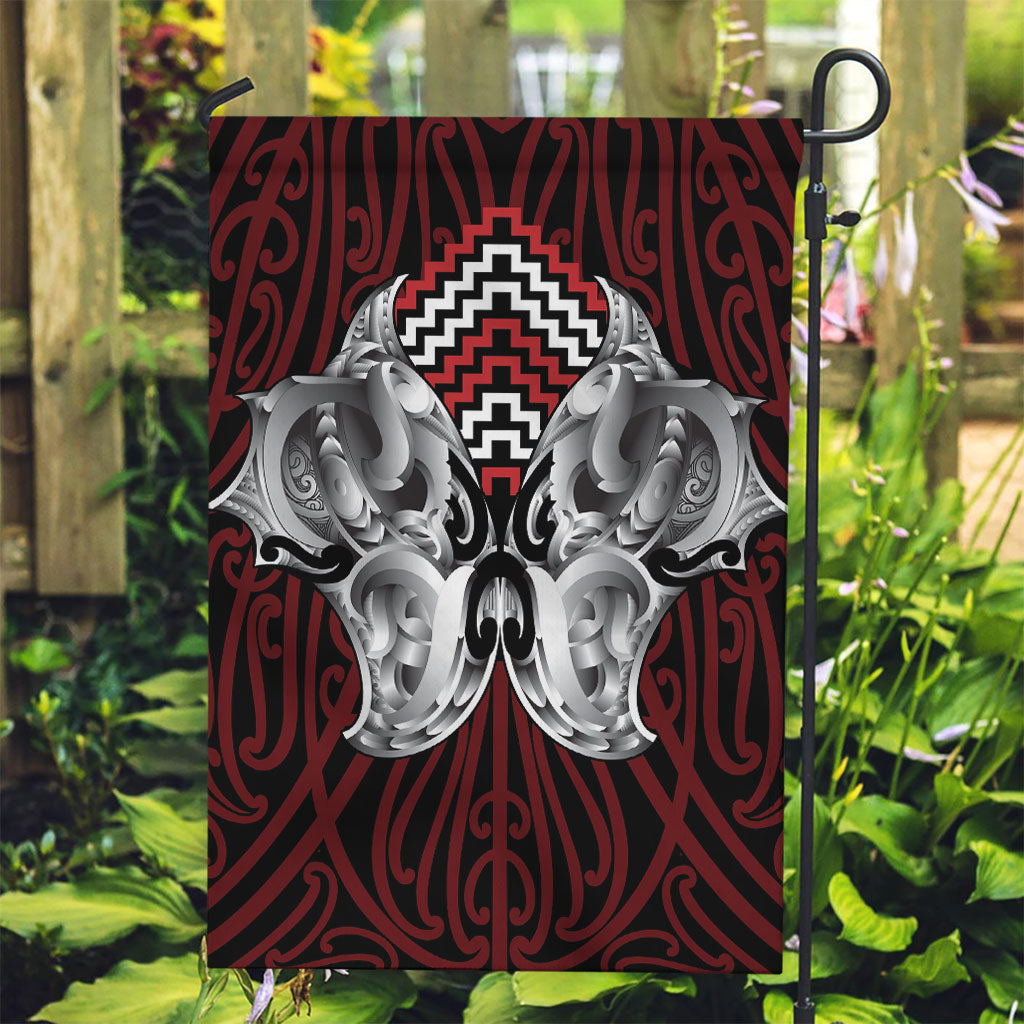 Aotearoa Kowhaiwhai Poutama Red Motif Garden Flag LT9 Garden Flag Red - Polynesian Pride