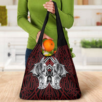 Aotearoa Kowhaiwhai Poutama Red Motif Grocery Bag LT9 - Polynesian Pride