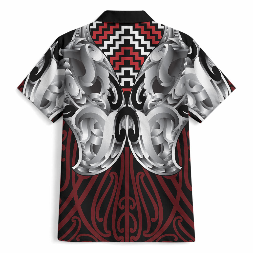 Aotearoa Kowhaiwhai Poutama Red Motif Hawaiian Shirt LT9 - Polynesian Pride