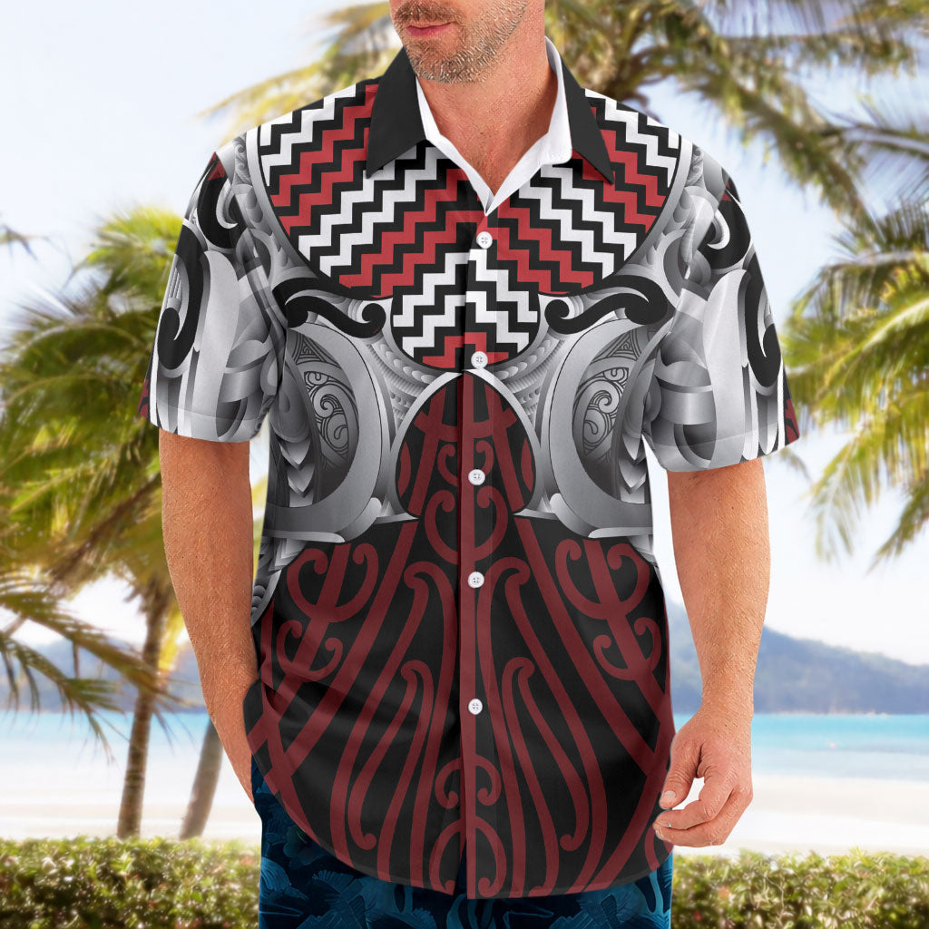 Aotearoa Kowhaiwhai Poutama Red Motif Hawaiian Shirt LT9 - Polynesian Pride