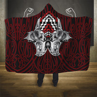 Aotearoa Kowhaiwhai Poutama Red Motif Hooded Blanket LT9 - Polynesian Pride