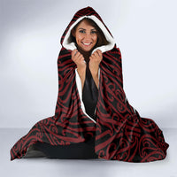 Aotearoa Kowhaiwhai Poutama Red Motif Hooded Blanket LT9 - Polynesian Pride