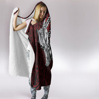 Aotearoa Kowhaiwhai Poutama Red Motif Hooded Blanket LT9 - Polynesian Pride