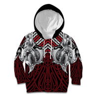 Aotearoa Kowhaiwhai Poutama Red Motif Kid Hoodie LT9 Hoodie Red - Polynesian Pride
