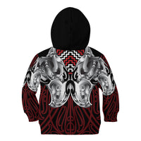 Aotearoa Kowhaiwhai Poutama Red Motif Kid Hoodie LT9 - Polynesian Pride