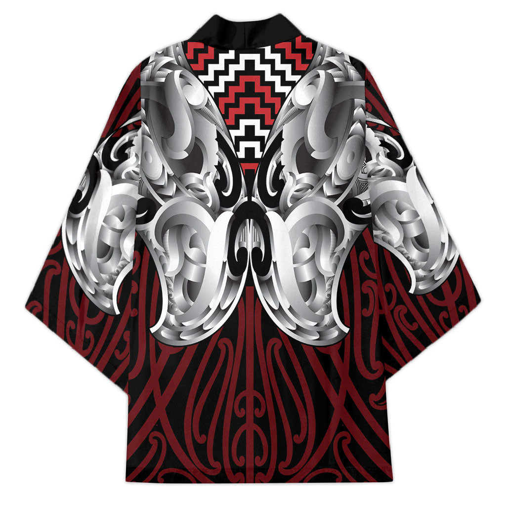 Aotearoa Kowhaiwhai Poutama Red Motif Kimono LT9 - Polynesian Pride