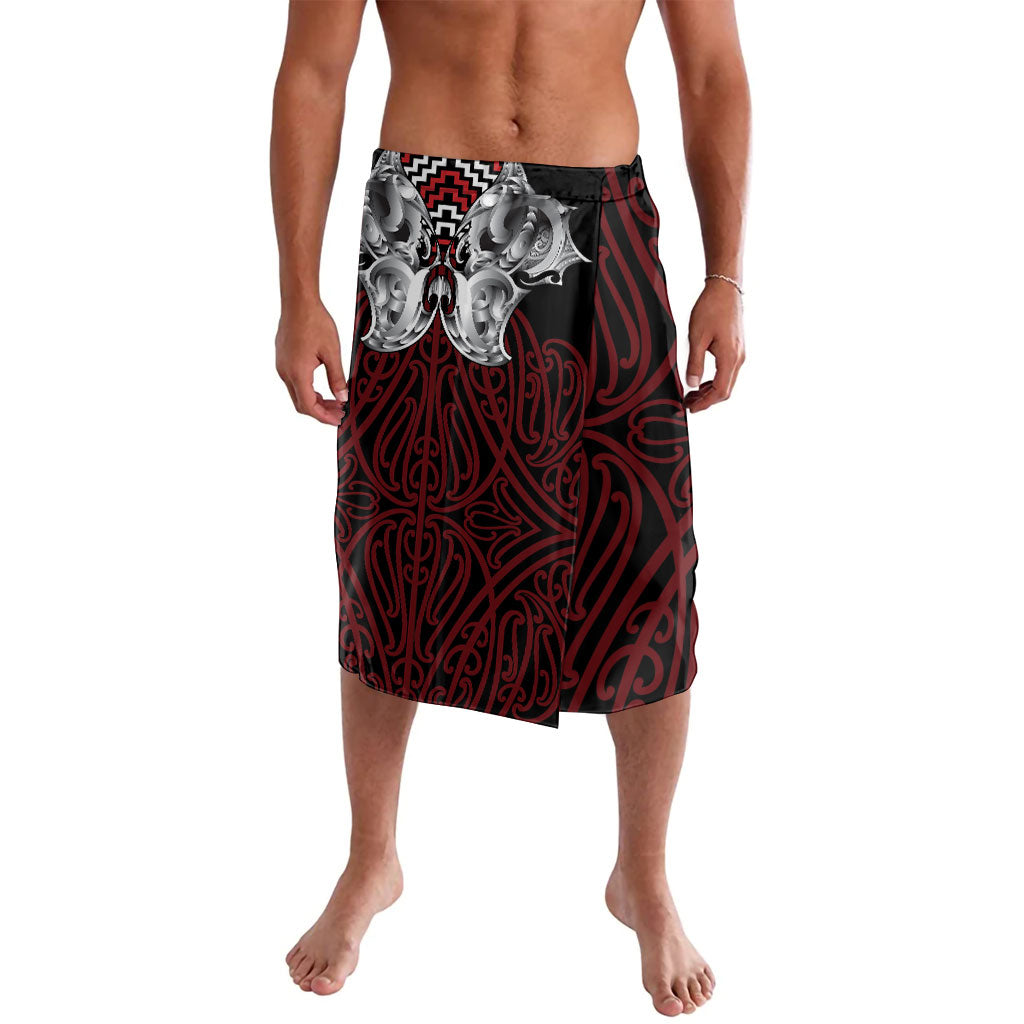 Aotearoa Kowhaiwhai Poutama Red Motif Lavalava LT9 Red - Polynesian Pride