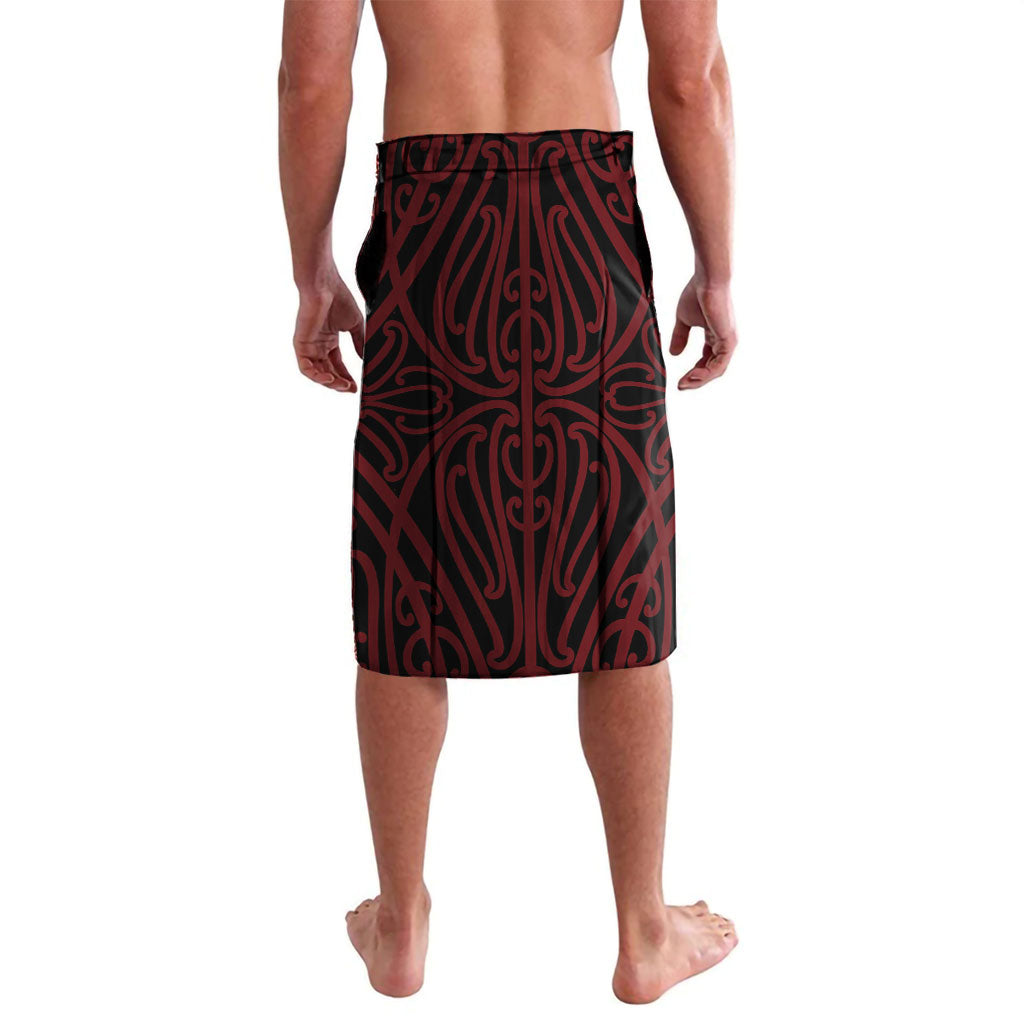 Aotearoa Kowhaiwhai Poutama Red Motif Lavalava LT9 - Polynesian Pride