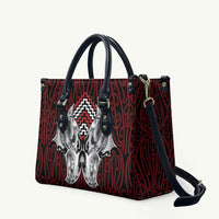 Aotearoa Kowhaiwhai Poutama Red Motif Leather Bag LT9 Red - Polynesian Pride
