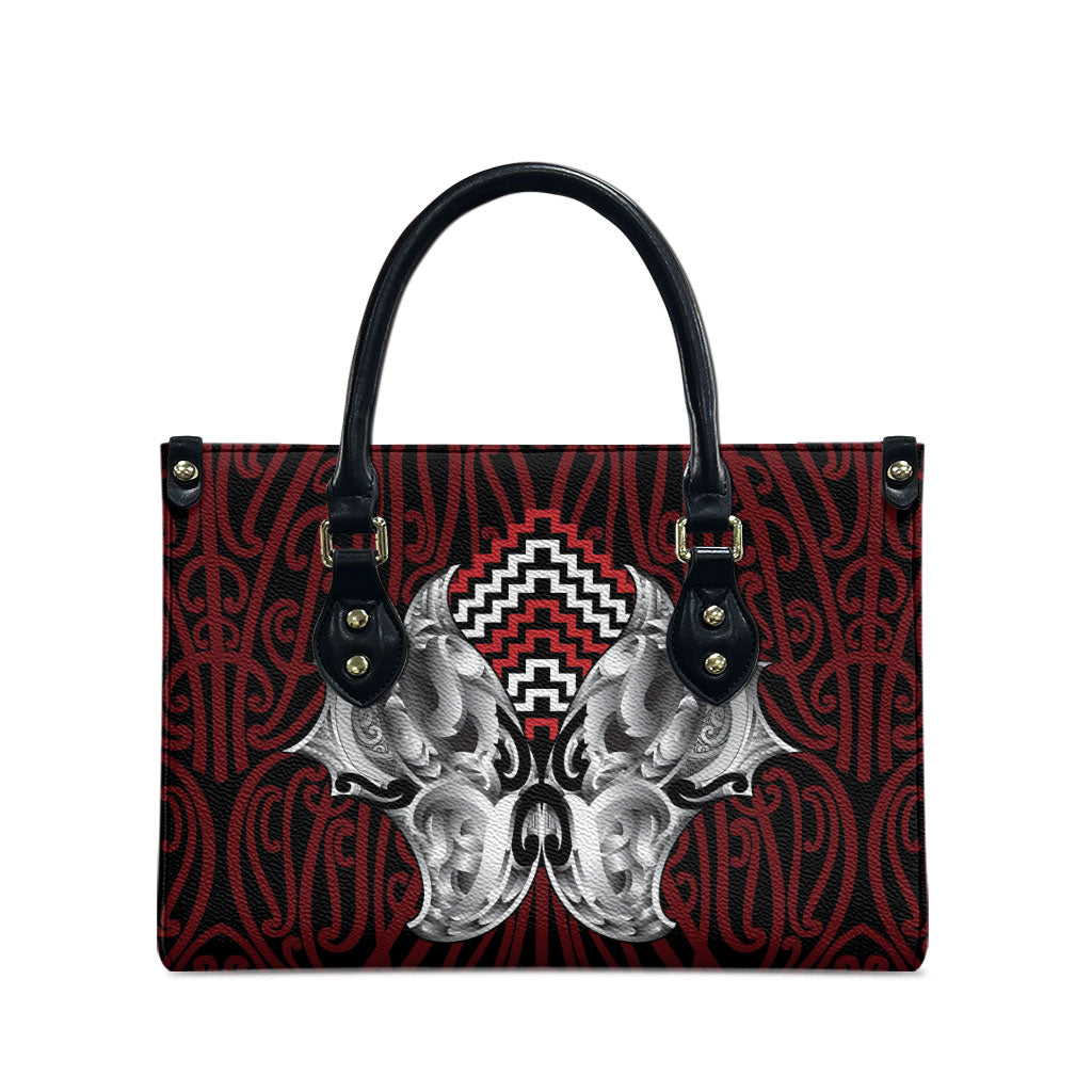 Aotearoa Kowhaiwhai Poutama Red Motif Leather Bag LT9 - Polynesian Pride