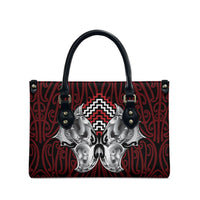Aotearoa Kowhaiwhai Poutama Red Motif Leather Bag LT9 - Polynesian Pride
