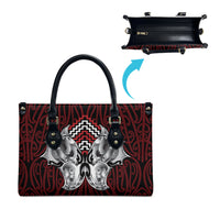 Aotearoa Kowhaiwhai Poutama Red Motif Leather Bag LT9 - Polynesian Pride