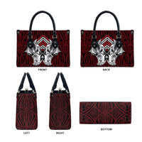 Aotearoa Kowhaiwhai Poutama Red Motif Leather Bag LT9 - Polynesian Pride