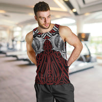 Aotearoa Kowhaiwhai Poutama Red Motif Men Tank Top LT9 Red - Polynesian Pride