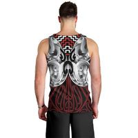 Aotearoa Kowhaiwhai Poutama Red Motif Men Tank Top LT9 - Polynesian Pride