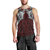 Aotearoa Kowhaiwhai Poutama Red Motif Men Tank Top LT9 - Polynesian Pride