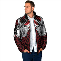 Aotearoa Kowhaiwhai Poutama Red Motif Padded Jacket