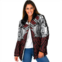 Aotearoa Kowhaiwhai Poutama Red Motif Padded Jacket