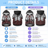 Aotearoa Kowhaiwhai Poutama Red Motif Pet Hoodie LT9 - Polynesian Pride