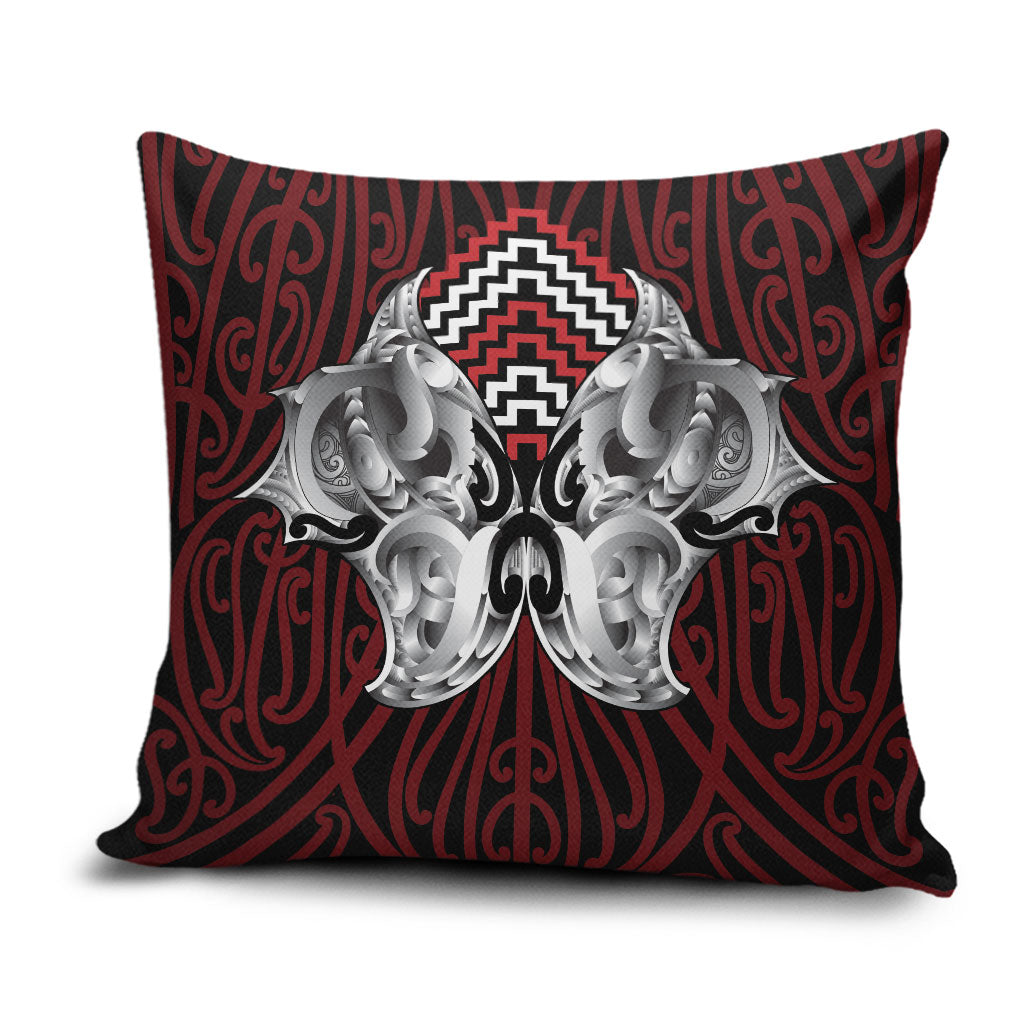 Aotearoa Kowhaiwhai Poutama Red Motif Pillow Cover LT9 Red - Polynesian Pride