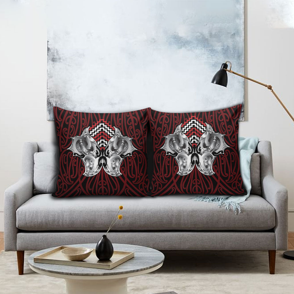 Aotearoa Kowhaiwhai Poutama Red Motif Pillow Cover LT9 - Polynesian Pride