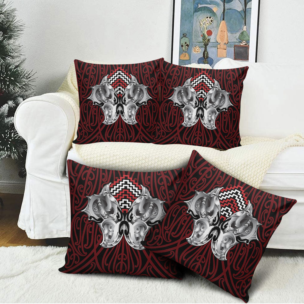 Aotearoa Kowhaiwhai Poutama Red Motif Pillow Cover LT9 - Polynesian Pride