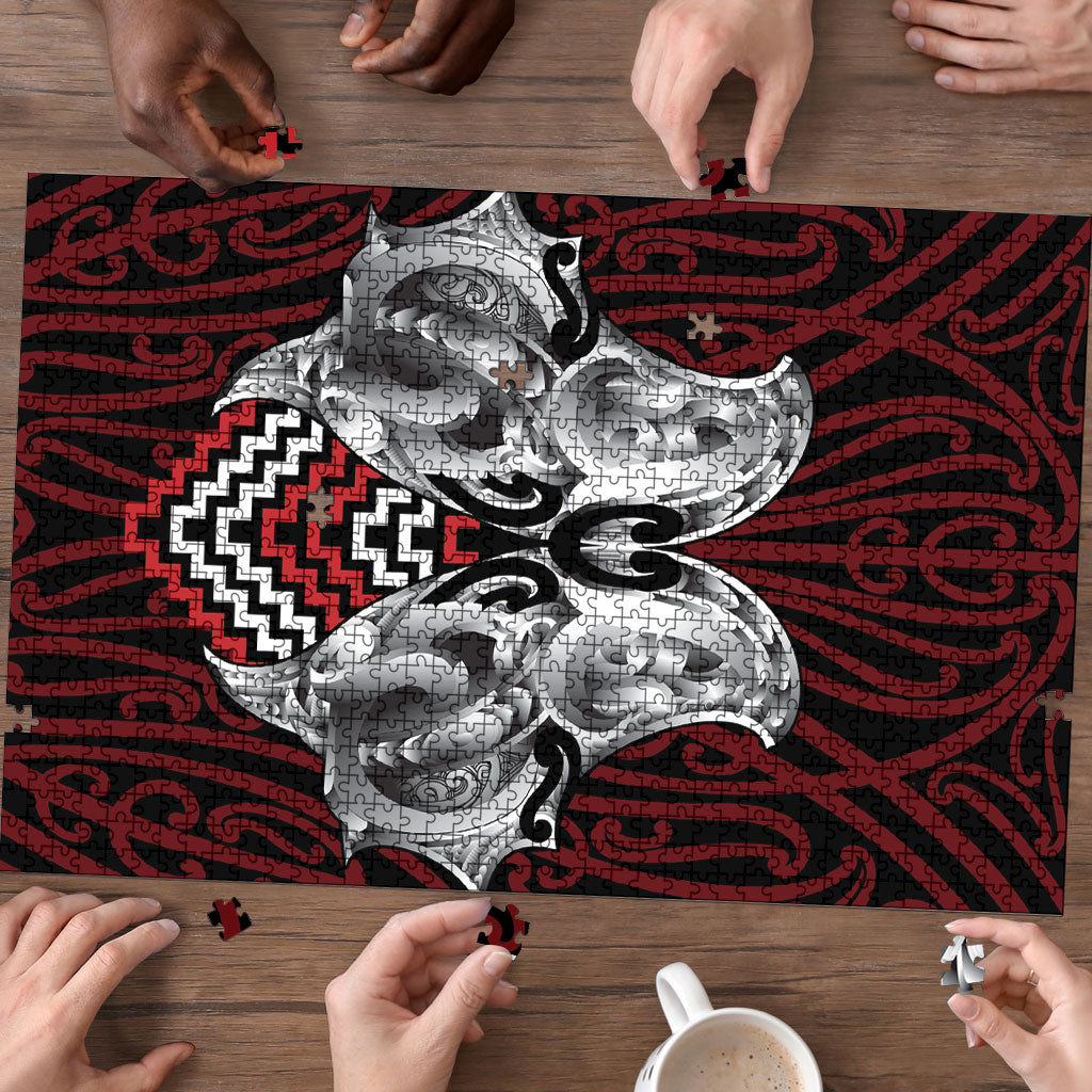 Aotearoa Kowhaiwhai Poutama Red Motif Puzzle LT9 - Polynesian Pride