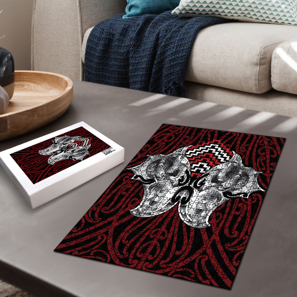 Aotearoa Kowhaiwhai Poutama Red Motif Puzzle LT9 - Polynesian Pride