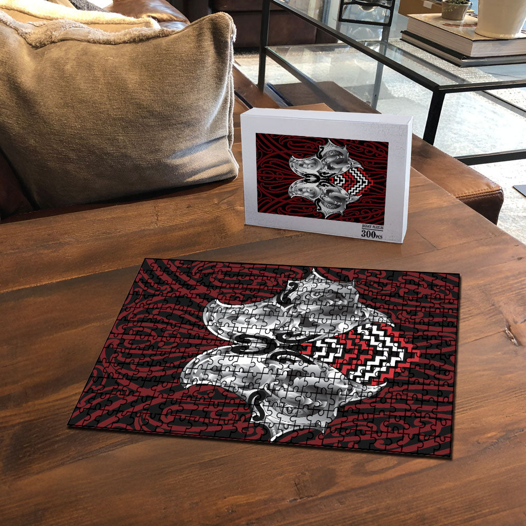 Aotearoa Kowhaiwhai Poutama Red Motif Puzzle LT9 - Polynesian Pride