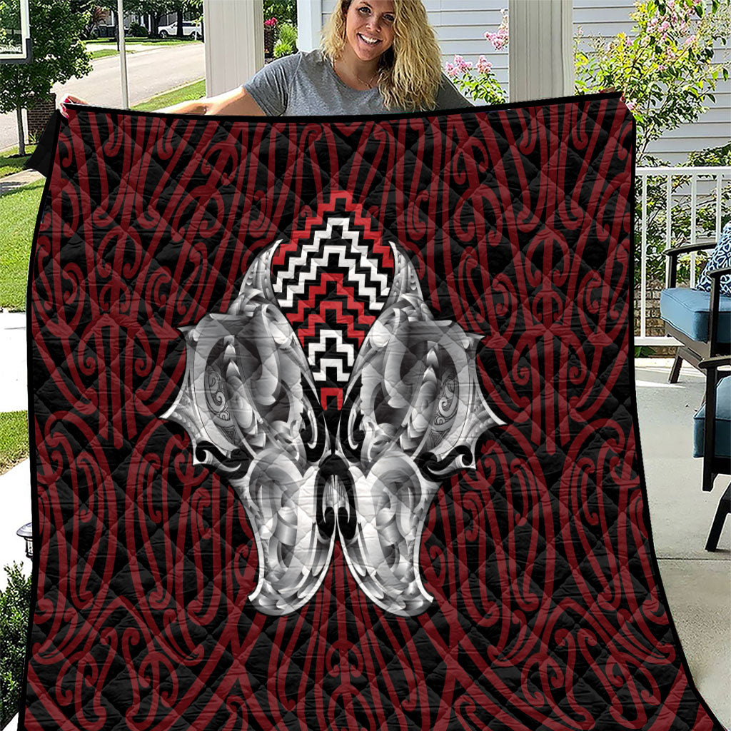 Aotearoa Kowhaiwhai Poutama Red Motif Quilt LT9 Red - Polynesian Pride
