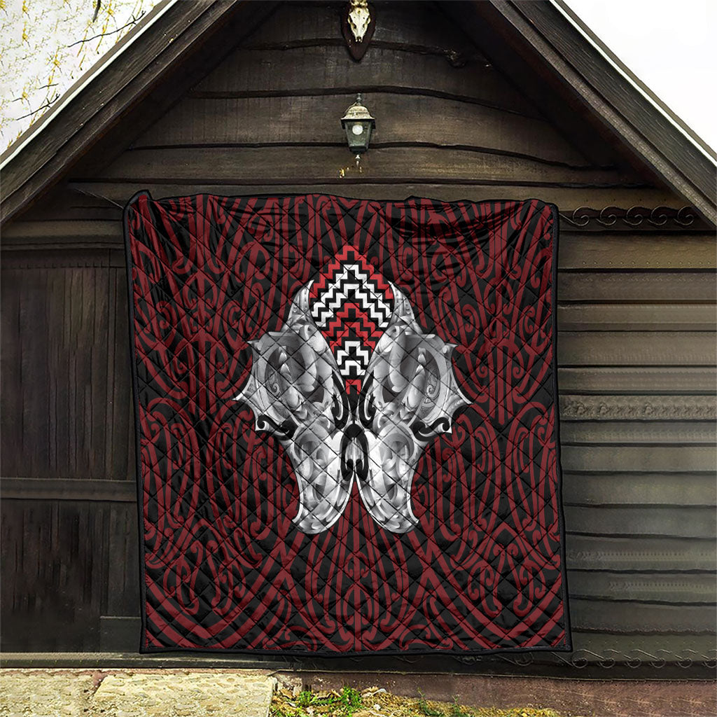 Aotearoa Kowhaiwhai Poutama Red Motif Quilt LT9 - Polynesian Pride