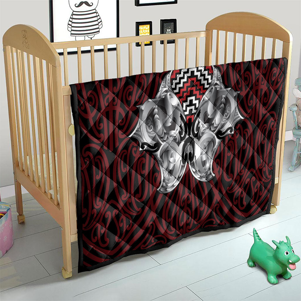 Aotearoa Kowhaiwhai Poutama Red Motif Quilt LT9 - Polynesian Pride