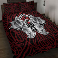 Aotearoa Kowhaiwhai Poutama Red Motif Quilt Bed Set LT9 Red - Polynesian Pride