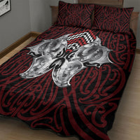 Aotearoa Kowhaiwhai Poutama Red Motif Quilt Bed Set LT9 - Polynesian Pride