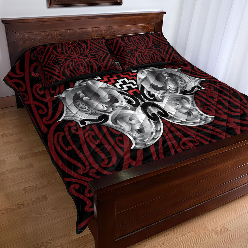 Aotearoa Kowhaiwhai Poutama Red Motif Quilt Bed Set LT9 - Polynesian Pride