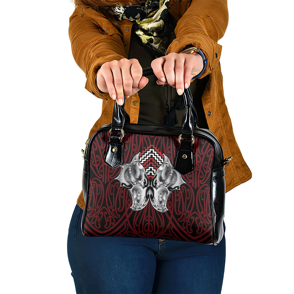 Aotearoa Kowhaiwhai Poutama Red Motif Shoulder Handbag LT9 One Size Red - Polynesian Pride
