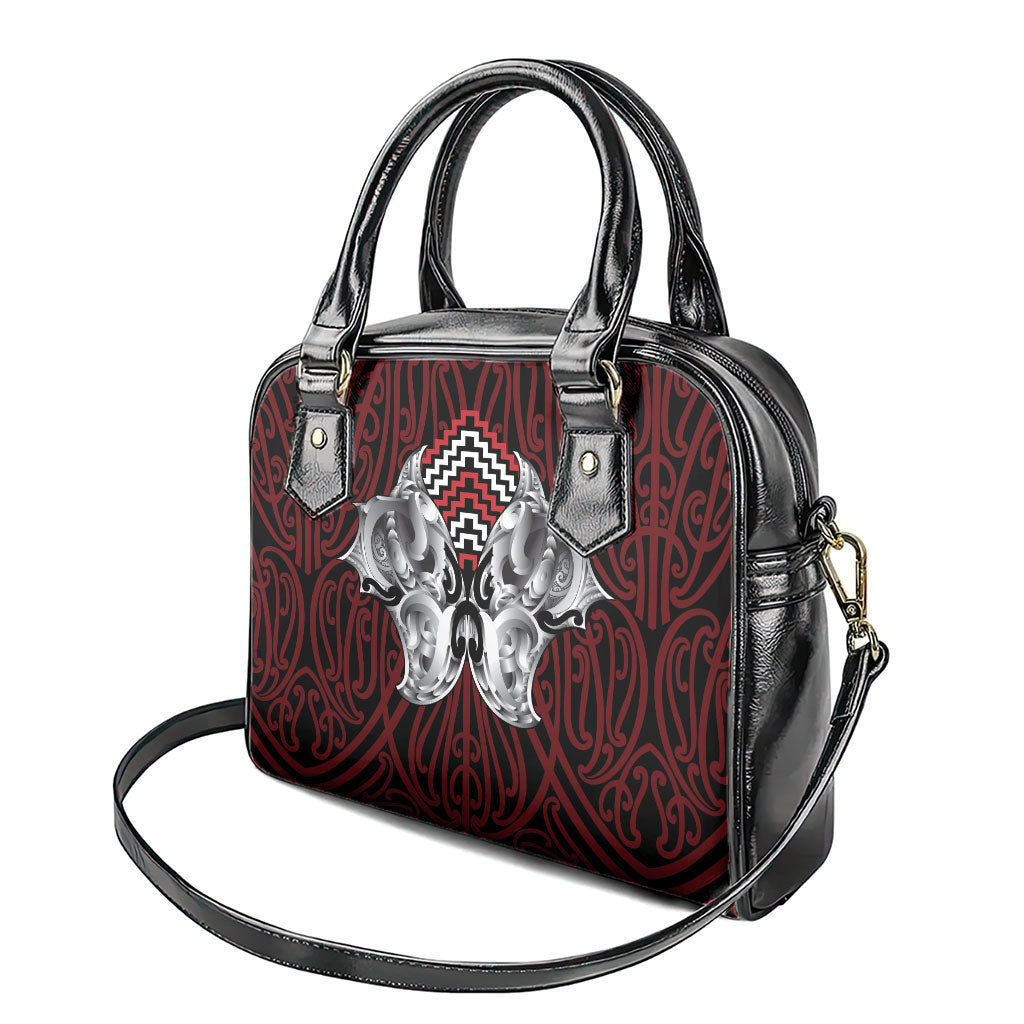 Aotearoa Kowhaiwhai Poutama Red Motif Shoulder Handbag LT9 - Polynesian Pride