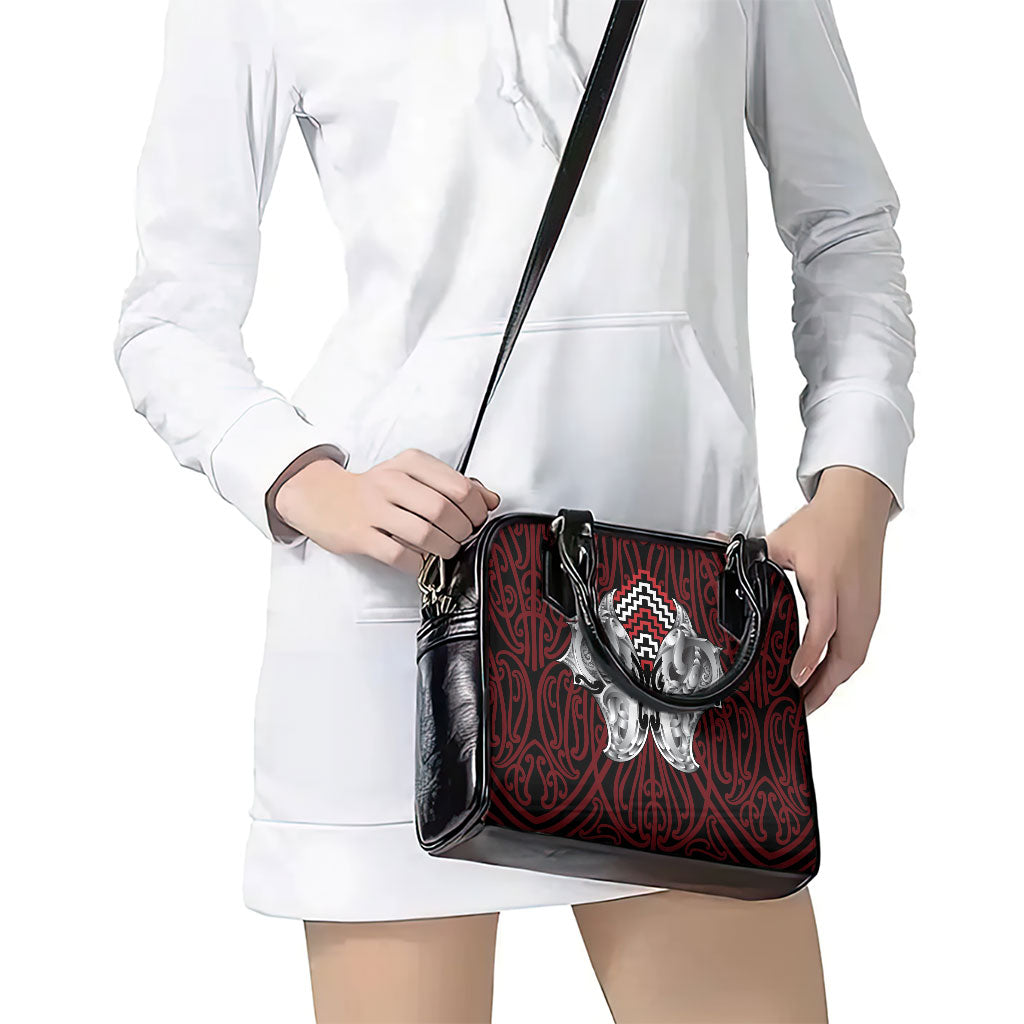 Aotearoa Kowhaiwhai Poutama Red Motif Shoulder Handbag LT9 - Polynesian Pride
