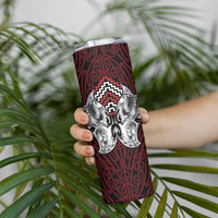 Aotearoa Kowhaiwhai Poutama Red Motif Skinny Tumbler LT9 - Polynesian Pride