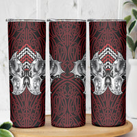 Aotearoa Kowhaiwhai Poutama Red Motif Skinny Tumbler LT9 - Polynesian Pride