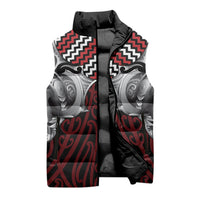 Aotearoa Kowhaiwhai Poutama Red Motif Sleeveless Puffer Jacket LT9 - Polynesian Pride