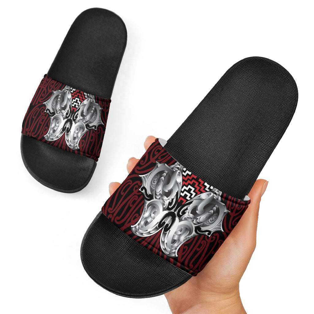 Aotearoa Kowhaiwhai Poutama Red Motif Slide Sandals LT9 - Polynesian Pride